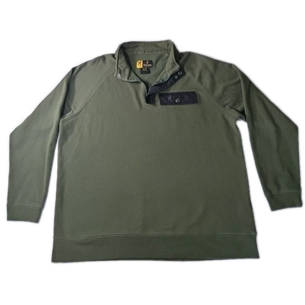 Men's BROWNING Hunting 1/4 Zip Pull over Sweatshirt Jacket Shirt Chest Pocket XL